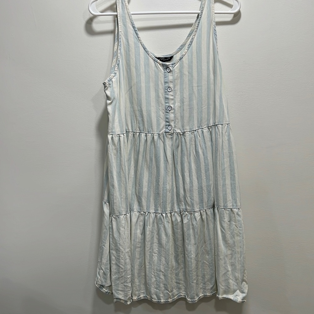𝅺velvet heart blue and cream striped sleeveless boho dress